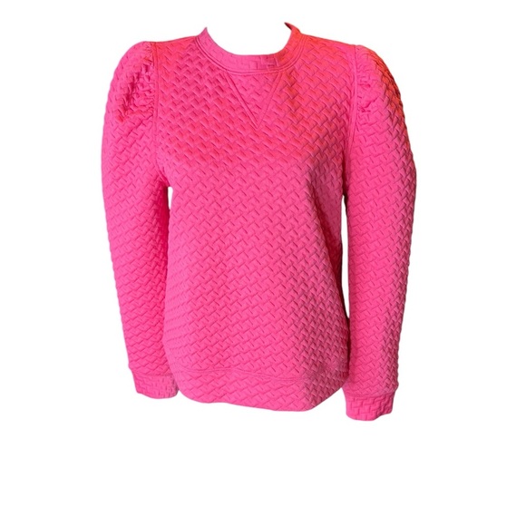 Fate Sweater Women’s Puff Sleeves Pink Thick Hem with V Design Size Small - Picture 1 of 7